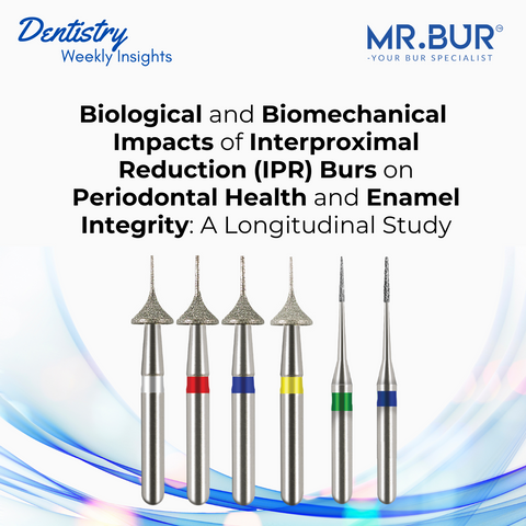 Mr. Bur interproximal reduction IPR burs illustrating biological and biomechanical impacts on enamel integrity and periodontal health in clinical studies.