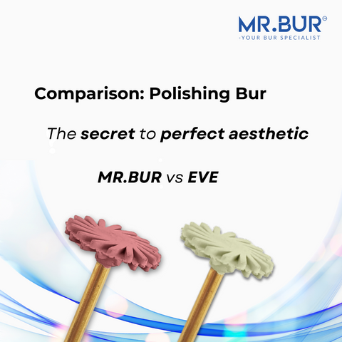 Mr. Bur composite polishing diamond polisher achieves smooth surfaces, esthetic shine, and long lasting restorative results.