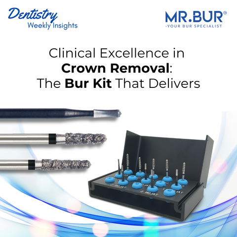 Mr Bur crown cutter kit featuring CT series burs designed for efficient safe and precise crown removal.