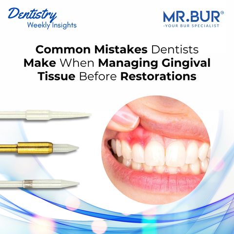 Mr. Bur Ceramic Bur For Soft Tissue Trimming Bur FG used for precise gingival contouring and soft tissue management demonstrating controlled cutting with minimal bleeding during periodontal and restorative procedures.