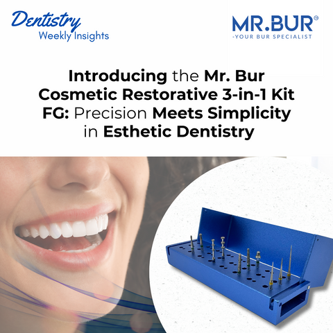 Mr. Bur Cosmetic Restorative 3-in-1 Kit FG supports veneer, crown, and inlay procedures offering complete workflow from prep to finishing.