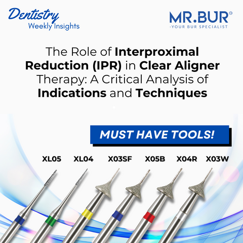 MR.BUR Interproximal Reduction Dental Bur. Available in 0.3mm, 0.4mm, 0.45mm, and 0.5mm for maximize precision and efficacy in interdental space adjustment and enamel reduction