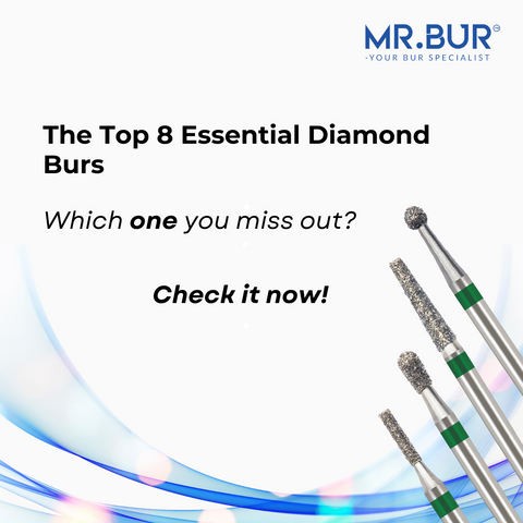 Top 8 Mr. Bur best quality diamond burs with varieties of shapes & sizes that able to use on multiple dental procedure.