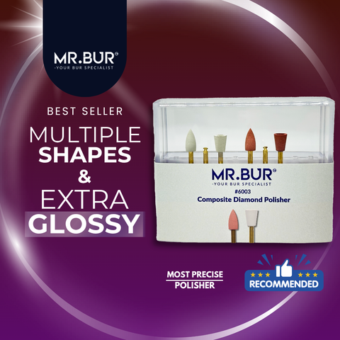Mr. Bur 6003 Ceramics Polishing Diamond Polisher delivers precise, high-gloss finishing for ceramic restorations, ensuring smooth surfaces and optimal aesthetics.