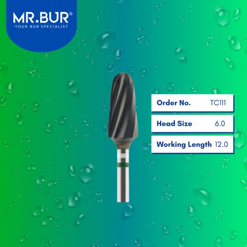 Mr. Bur TC111 CVD Coating Plain Cut Coarse Tungsten Carbide for Plaster is ideal for plastering, restorative work, prosthodontics, denture technique, and 3D acrylic denture procedures.
