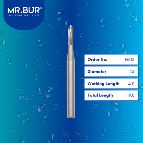 Mr. Bur FM12 Transmetal Carbide Bur FG Crown Cutter are tools used in dental procedures, ideal for breaking crowns with accurate straight lines, crown cutting, removing old crowns, and removing all ceramic, zirconia, PFM, and metal crowns.