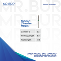 Mr Bur taper round end bur use for crown preparation on chamfer margin.