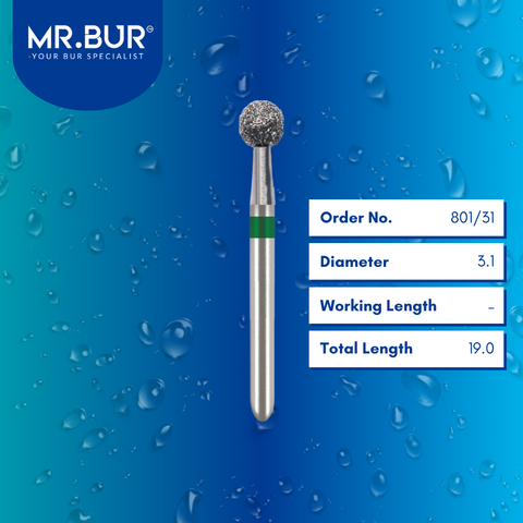 Diamond Bur FG Coarse Round Ball 801 30pcs/pack