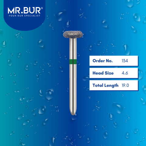 Mr. Bur 134 Occlusal Surface Reduction Donut Coarse Diamond Bur 9097FG are tools used in various dental procedures. ISO 806 314 067 534 046, Their donut design is ideal for restorative treatments, crown removal, crown preparation, model fabrication, occlusal incisor reduction, and crown & bridge techniques.