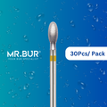 Optimize dental care with Mr. Bur 30 pcs Super Fine Finishing Egg Diamond Bur FG for crown prep, cavity prep, model fabrication, lingual reduction, fillings, and crown & bridge technique.