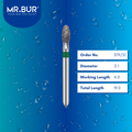 Mr. Bur Occlusal Surface Reduction Egg Coarse Diamond Bur 5pcs FG 379/21, 2.1mm, designed for precise occlusal adjustments, efficient enamel reduction, and smooth contouring in restorative procedures.