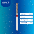Mr. Bur Cylinder Flat End Fine Diamond Bur FG, 102CF used for precise shoulder margin preparation and smooth axial wall finishing in crown and bridge procedures.