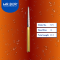 Mr. Bur 7675 Taper Round End Finishing Carbide Dental Bur FG are tools used in multiple dental procedures, ideal for chamfer margin finishing and debonding.