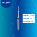 Mr. Bur 890F-08 Fine Grit Pre-Polishing Long Neck Flame Diamond Bur FG are tools used in multiple dental procedures. Their long neck flame-shaped heads are ideal for effective periodontal and gum treatment.