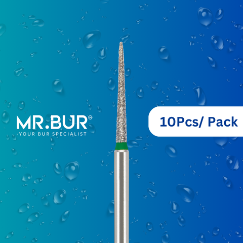 This is the Mini Pointed Cone FG Short Diamond Bur sold by Mr Bur the best international dental diamond bur supplier.