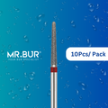 Mr. Bur FG Short Diamond Fine Pre-Polishing Mini Taper Round End Bur ensures precise, smooth surface finishing for ceramic and composite restorations.