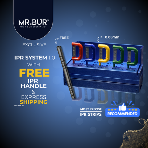 MR.BUR IPR Strip System 1.0 interproximal reduction strips for controlled enamel reduction in orthodontic treatment.