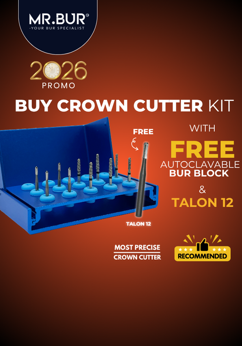 Mr. Bur Crown Cutter Kit designed for dentist to remove crown in minute.