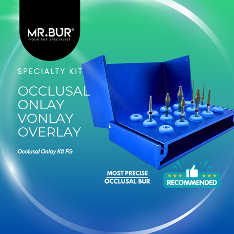 MR.BUR Occlusal Onlay Kit FG is designed to provide a precise, minimally invasive, and anatomy-driven approach for the preparation of occlusal onlays, overlays, and posterior veneers.