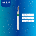 Mr. Bur 809R pear diamond bur 14 are tools used in many dental procedures. ISO 806 314 237 534 010 FG, Their pear shape heads are ideal for different purposes, including crown preparation, cavity preparation, removing and adjusting restorations.