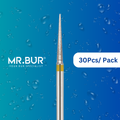 Optimize dental care with Mr. Bur 30 pcs Super Fine Finishing Pointed Cone Diamond Bur FG for prophylaxis, crown prep, model fabrication, casting, interproximal reduction, and veneer techniques.