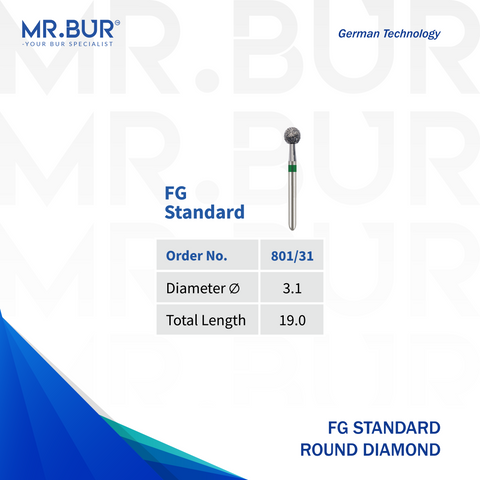 Round Ball Coarse Diamond Bur FG