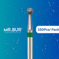 Mr. Bur 100pcs round ball coarse FG is ideal for anterior tooth cavity preparation, crown prep, endo access, fillings, open access, posterior tooth, prophylaxis, trimming, and preparation.