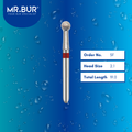 Mr. Bur 801 pre-polishing round diamond burs 5F are tools used in many dental procedures. ISO 806 314 514 016 FG Their round heads are ideal for excavating tisswue during cavity preparation, opening teeth for endodontic treatment, general cleaning of tooth structure from caries, and selective grinding.
