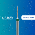 Mr. Bur 30 pcs Straight Torpedo Diamond Bur FG is ideal for cavity preparation, crown and bridge preparation, chamfer margin bur, tangential preparation, trimming and preparation, and prosthodontics.