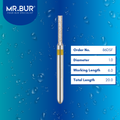 Mr. Bur Super Fine Grit Finishing Cylinder Rounded Edge Diamond Bur FG, 86DSF, for axial surface finishing and smooth crown preparation contour refinement.