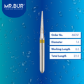 Mr. Bur 66DSF Super Fine Finishing Pointed Cone Diamond Bur FG are tools used in multiple dental procedures. Their pointed cone-shaped heads are ideal for effective prophylaxis, crown preparation, model fabrication, model casting technique, interproximal reduction, crown and bridge technique, and veneer and ceramic technique.