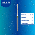 Mr. Bur 29CSF Super Fine Finishing Taper Flat End Diamond Bur FG are tools used in multiple dental procedures. Their taper flat end heads are ideal for effective prosthodontic work, crown preparation, and shoulder margin bur.