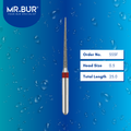 Mr. Bur 555F Super Fine Finishing Super Needle Diamond Bur FG are tools used in multiple dental procedures. Their super needle heads are ideal for effective interproximal reduction, orthodontic treatment, and polishing/finishing/high shine.