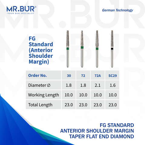 Taper Flat End Coarse Diamond Bur FG