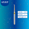 Mr. Bur 38ASF Super Fine Finishing Taper Round End Diamond Bur FG are tools used in multiple dental procedures. Their taper round end heads are ideal for effective prophylaxis, use on fillings, crown preparation, cavity preparation, and chamfer margin bur.