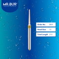 Mr. Bur 38SF Super Fine Finishing Taper Round End Diamond Bur FG are tools used in multiple dental procedures. Their taper round end heads are ideal for effective prophylaxis, use on fillings, crown preparation, cavity preparation, and chamfer margin bur.