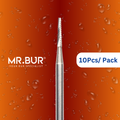 Mr. Bur Taper Flat End Carbide Bur FG, available in cross cut, ensures precise, efficient cutting for crown and cavity preparations, enhancing accuracy and control.