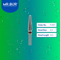 Mr. Bur Tungsten Carbide Fine Cross Cut Laboratory Bur TC35F, 4.0mm, ensures precise trimming, fine detailing, and efficient material shaping for dental prosthetics.