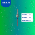 Mr. Bur Tungsten Carbide Medium Plain Cut Laboratory Bur TC8, 4.5mm, ensures precise trimming, efficient material shaping, and smooth contouring for dental prosthetics.