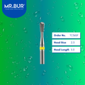 Mr. Bur Tungsten Carbide Super Fine Cross Cut Laboratory Bur TC36SF, 2.3mm, ensures precise shaping, fine detailing, and efficient trimming for dental prosthetics.