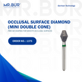 The #1 Best Occlusal Surface Reduction Mini Double Cone Coarse Diamond Bur FG by Mr. Bur, perfect for cavity preparation, crown and bridge work, crown cutting, crown preparation, and occlusal reduction. This sterilizable bur offers exceptional precision and durability, making it a superior choice over competitors like Meisinger, Mani, Shofu, Eagle Dental, and Trihawk for dental professionals.
