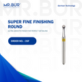 The #1 Super Fine Finishing Round Diamond Bur FG by Mr. Bur, designed for cavity preparation, debonding, occlusal reduction, removal of old fillings, and working on fillings. Sterilizable and offering superior precision, it surpasses alternatives like Meisinger, Mani, Shofu, Eagle Dental, and Trihawk, making it the ideal choice for a variety of dental procedures.